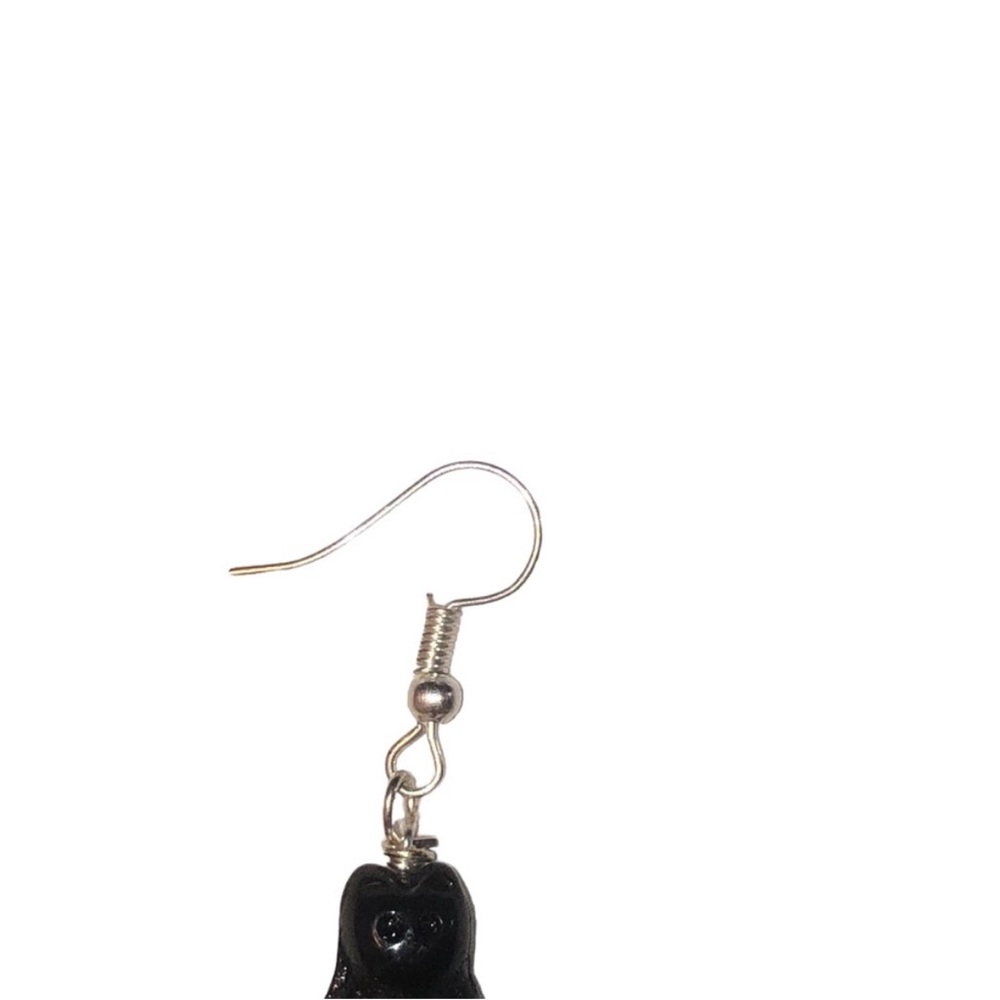 HANDMADE Unbranded BLACK Cat Czech BEAD Earrings - Picture 3 of 8